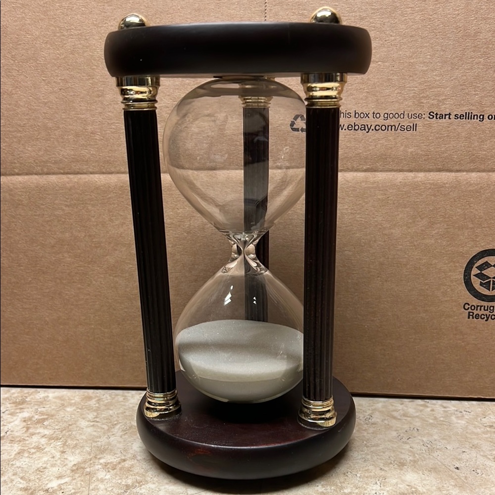 Elegant Brown and Gold Wooden Hourglass Timer